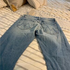 Lil’ MOTHER Light Blue Straight Leg Jeans. Lil mid rise hiker hover